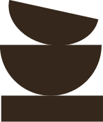 Minimalist geometric logo with stacked half-circle shapes.