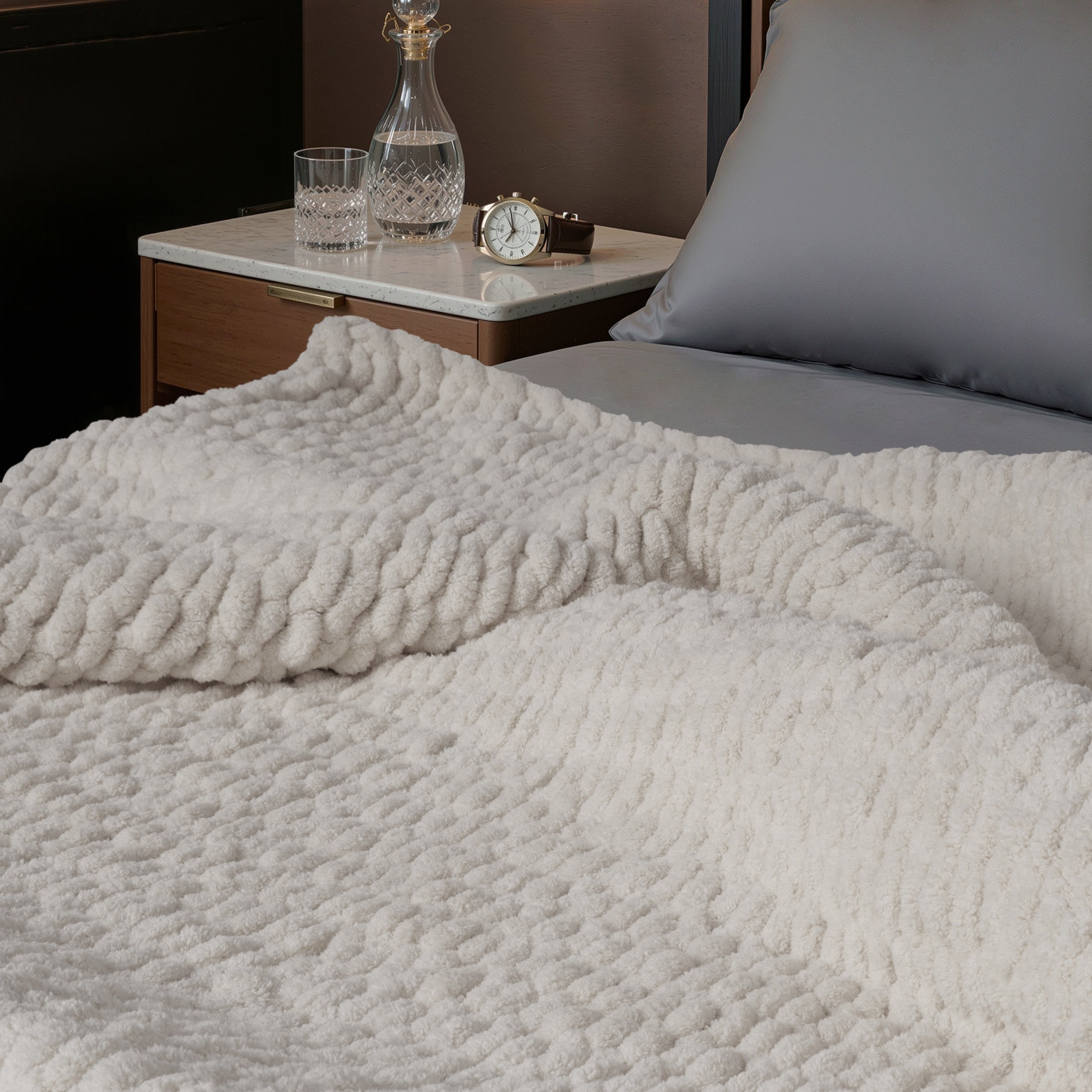 Chunky Knit Throw Blanket 50x70 Cozy Home Accent - Beige