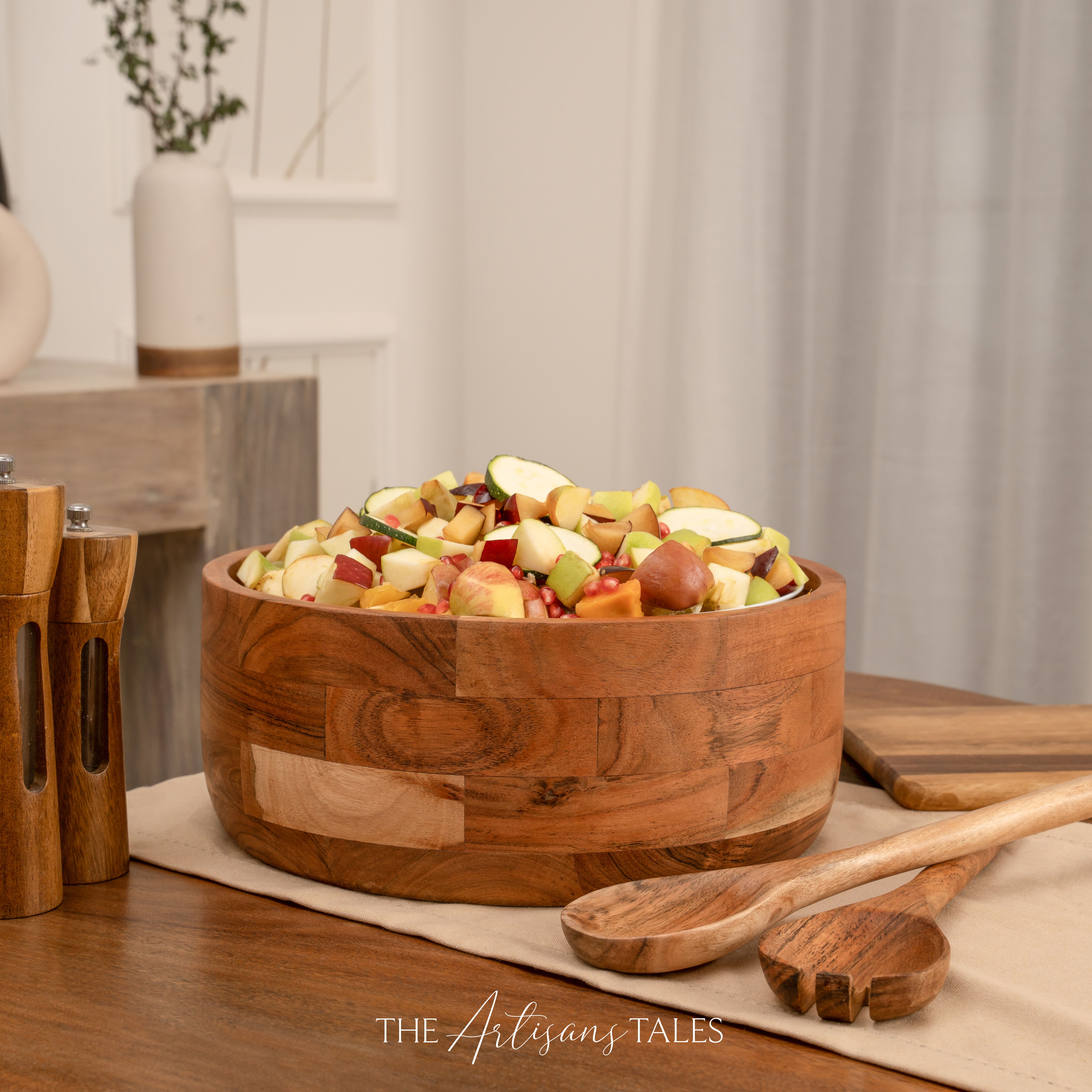 Handcrafted wooden bowl decor