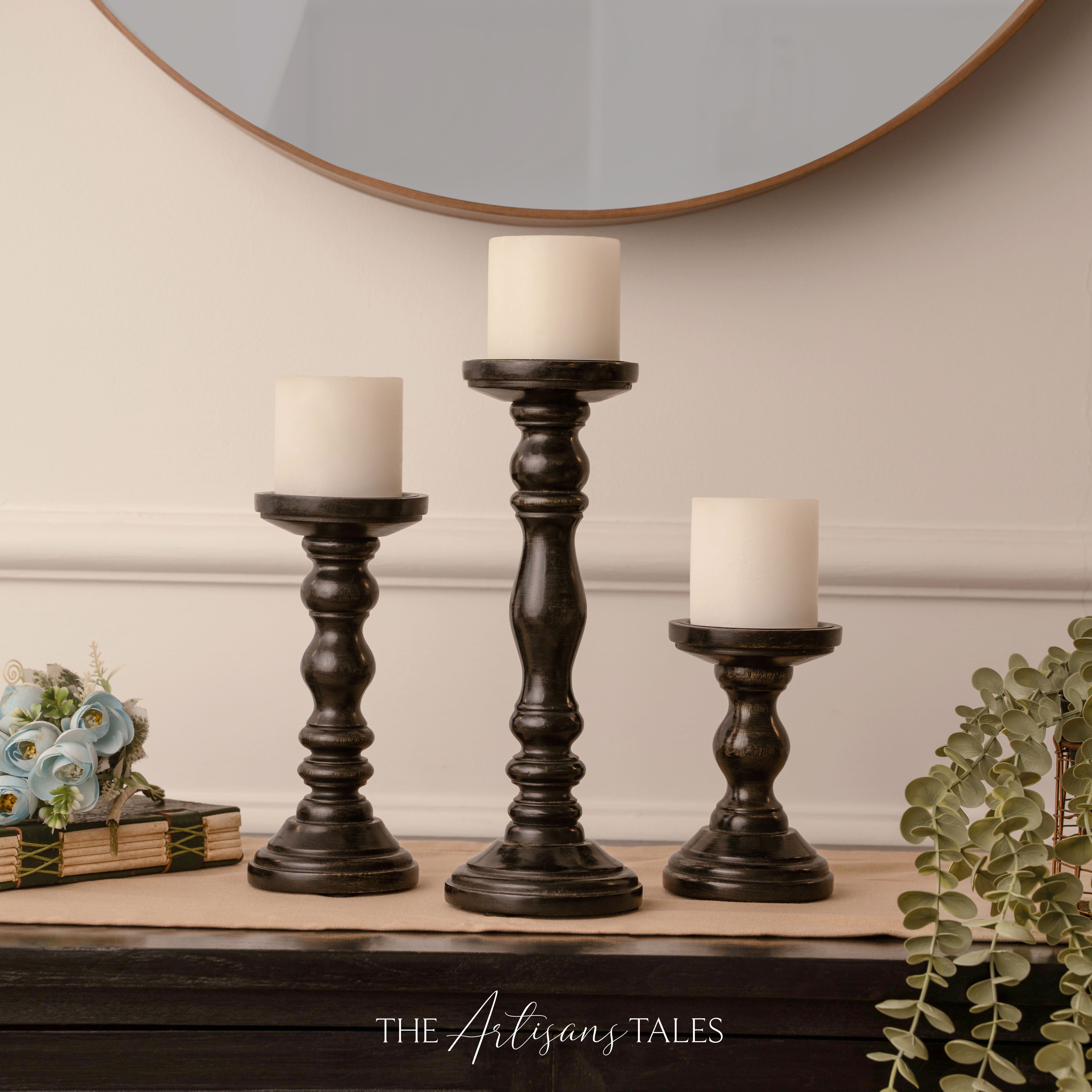 classic wood candel decor