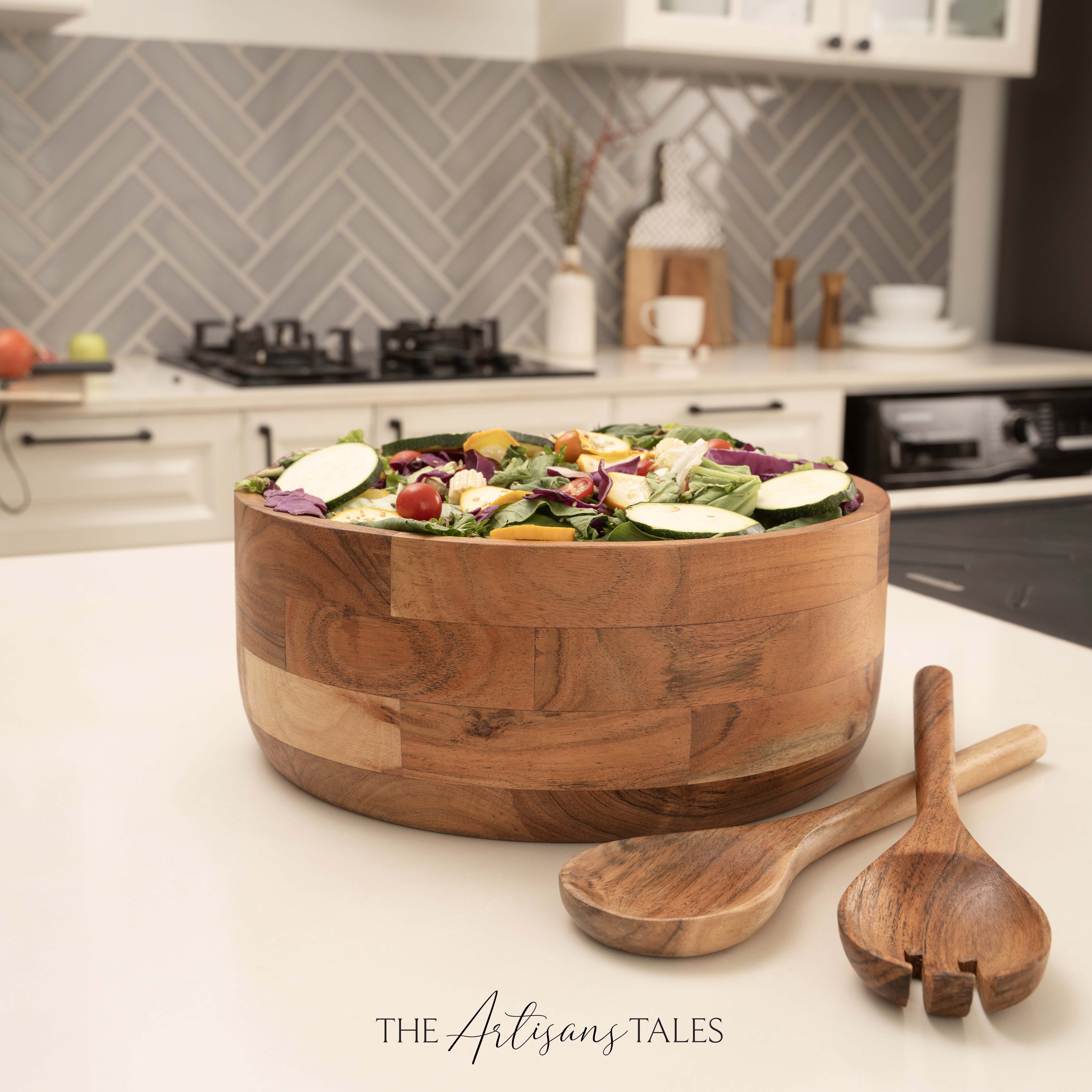 Luxury wood salad bowl