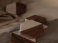 White Marble & Wood Coaster (Set of 4) - Hexagon