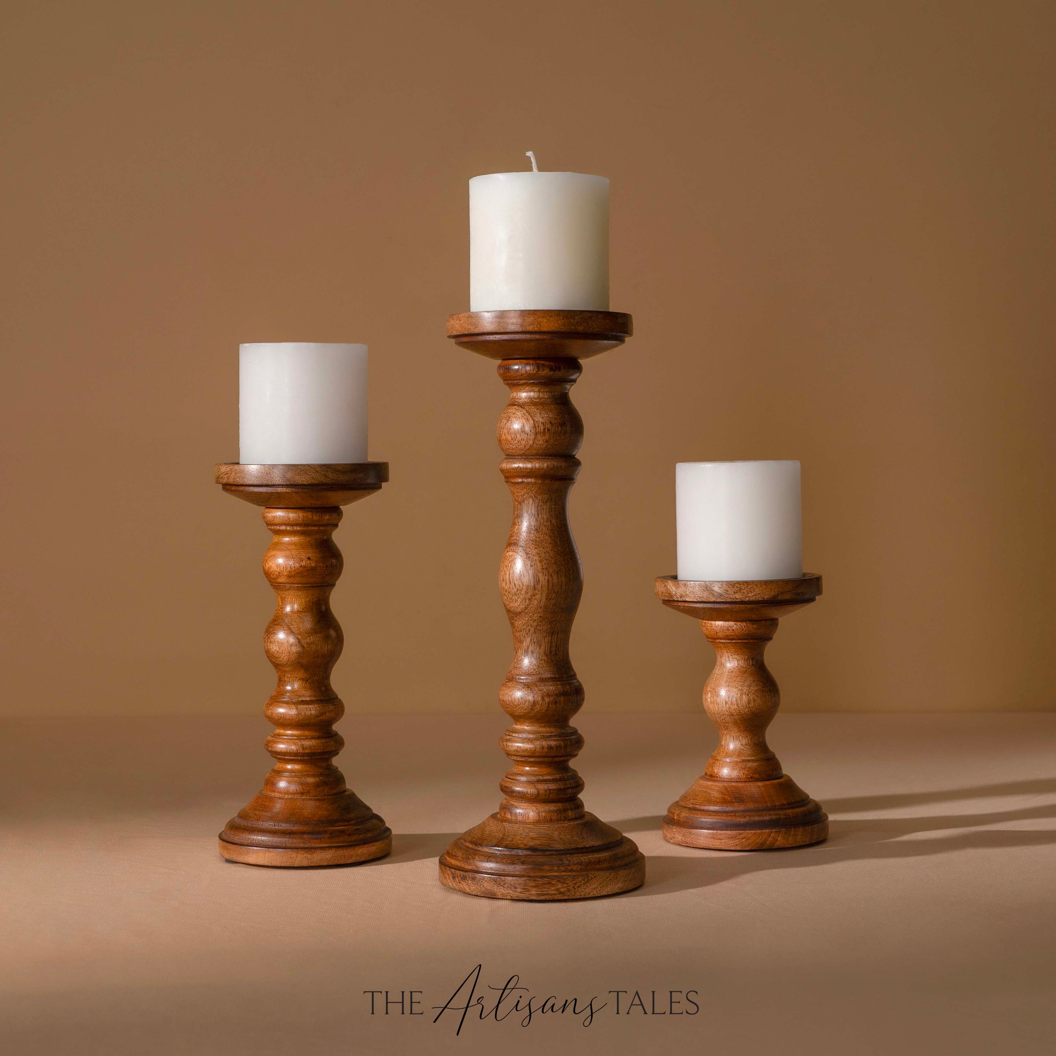 solid wood candle holders
