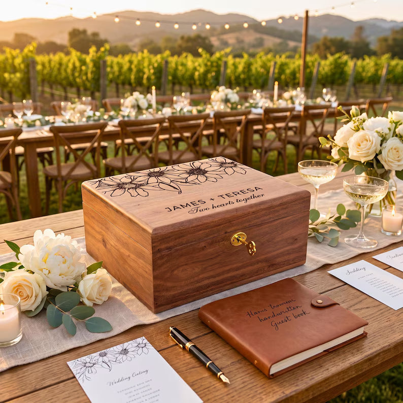 Personalized Lockable Memory Box: Seadrift Finish, Wedding Gift, Anniversary Gift