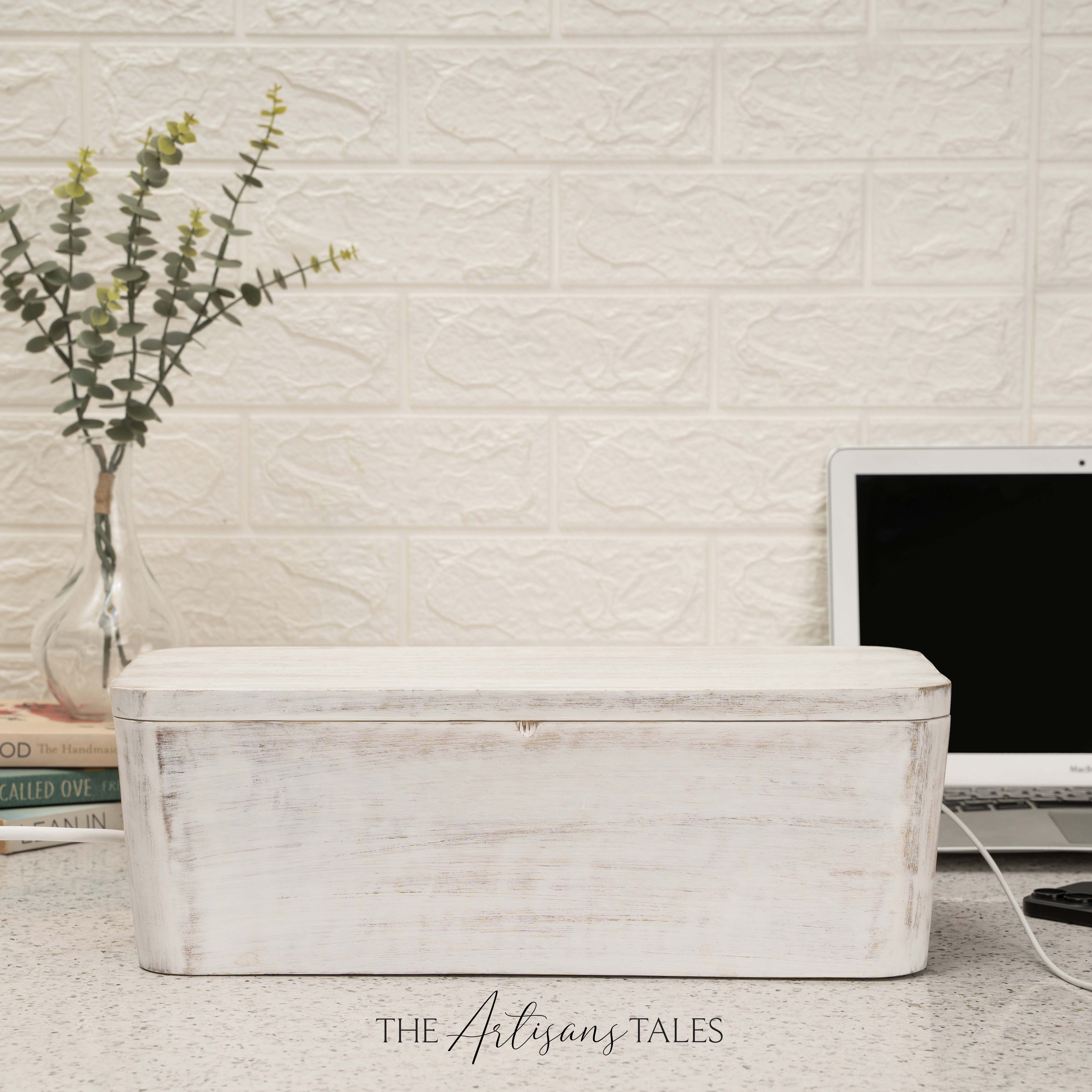 white wooden desk organizer