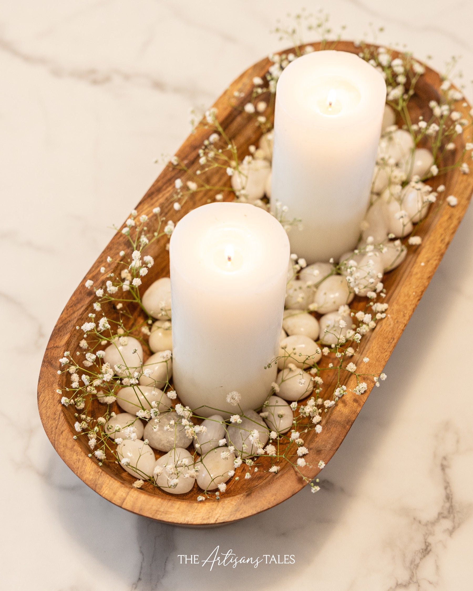 Rustic candle decor setup