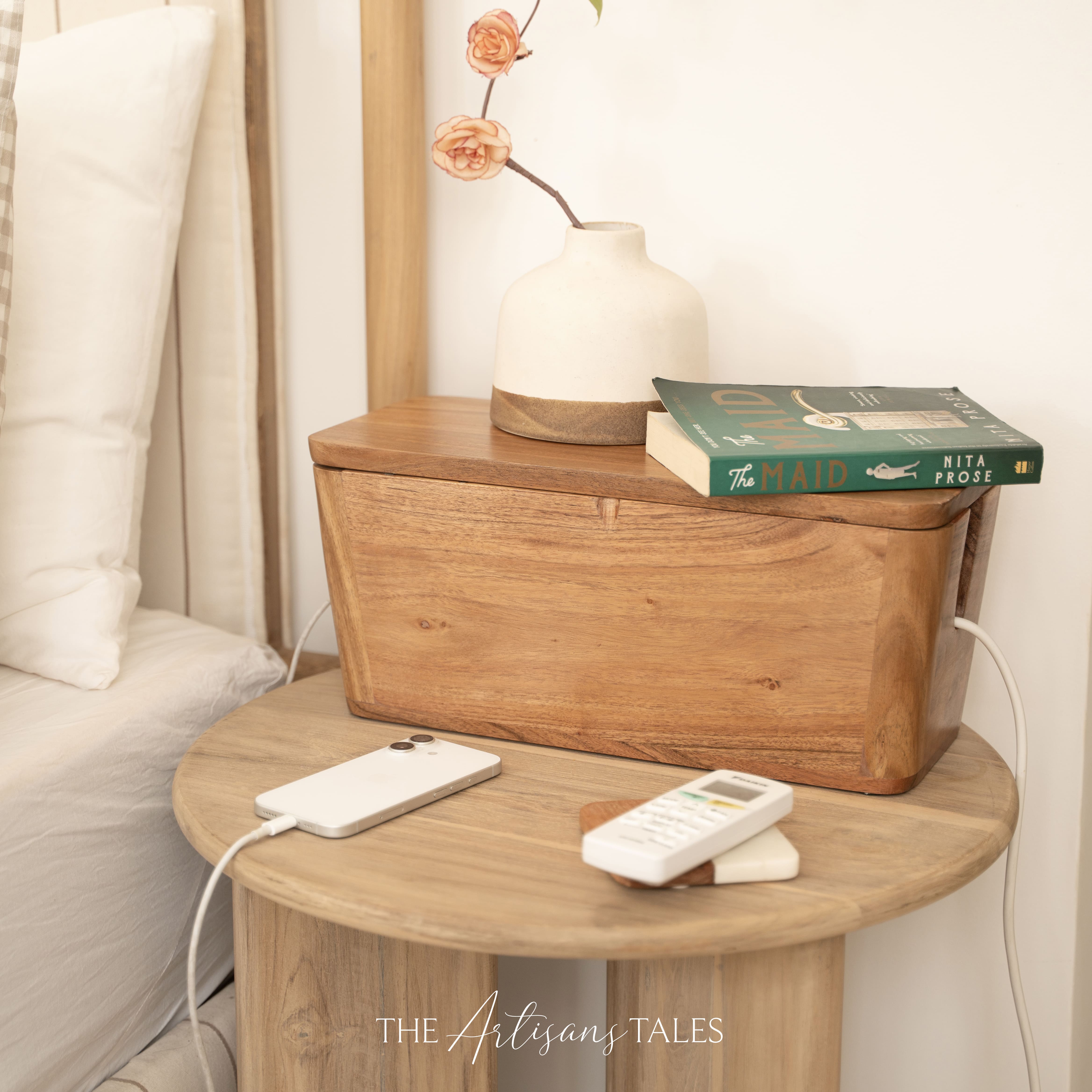 Luxury wooden nightstand decor
