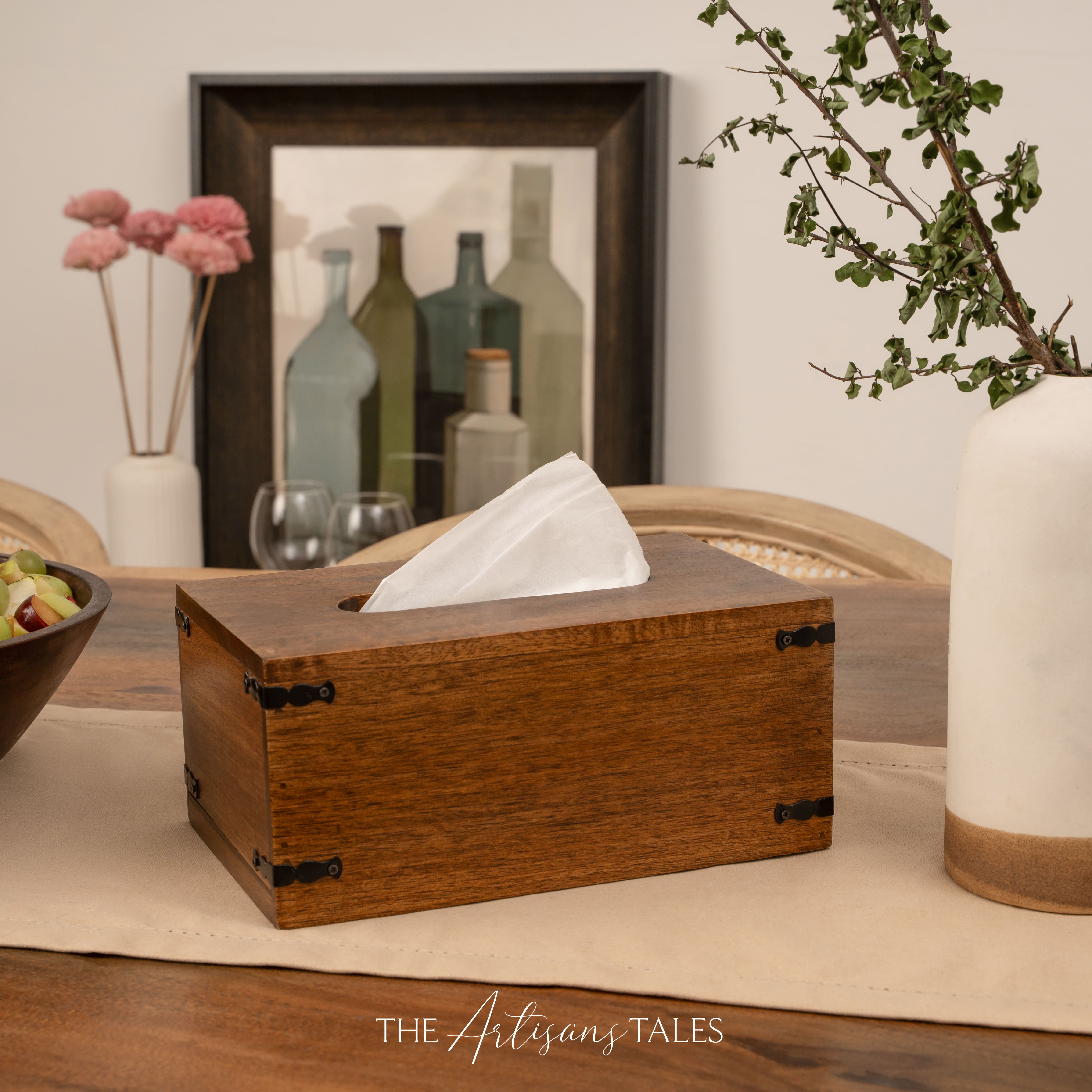 Wooden tissue box decor