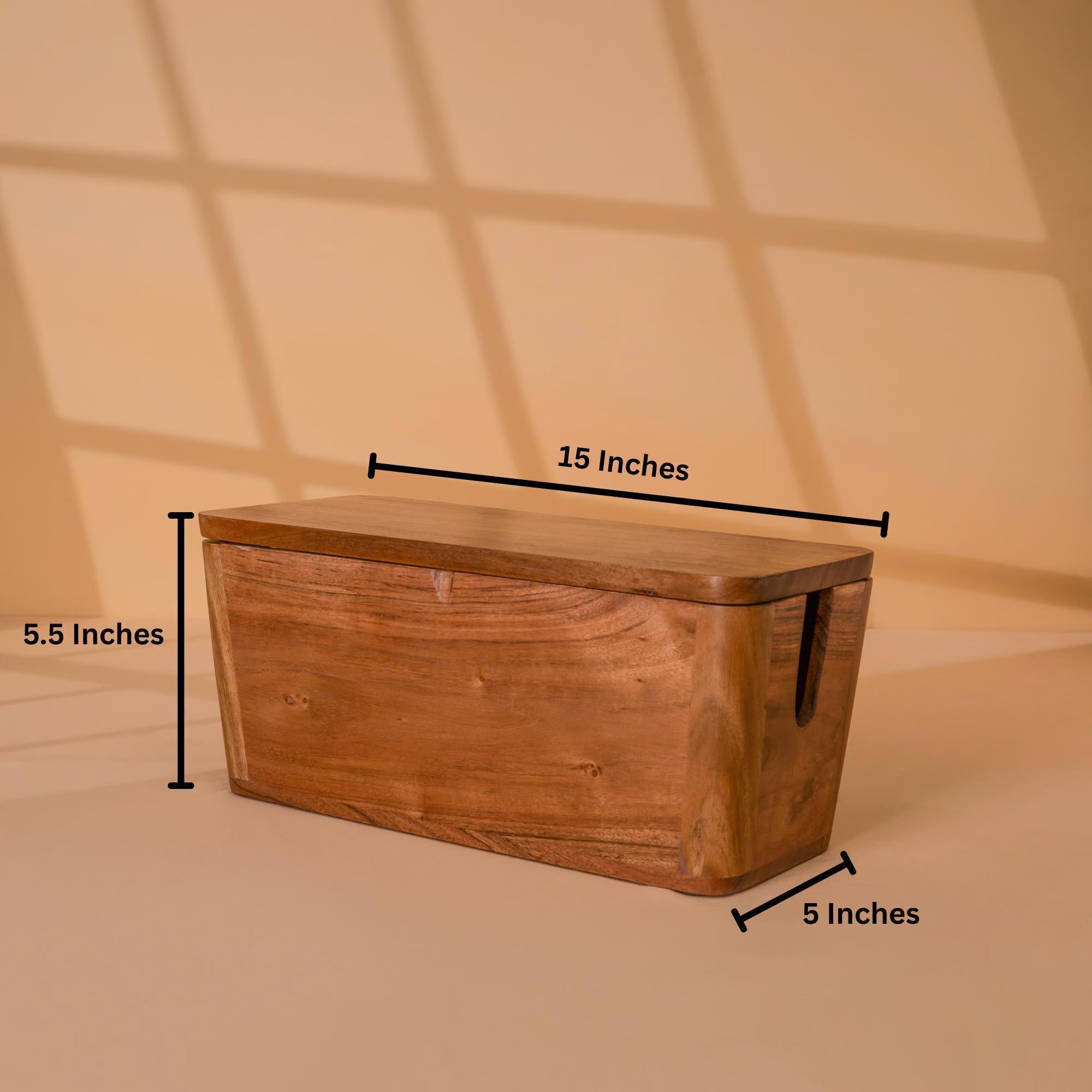 Wood Cable Management Box – Large Cord Organizer with Magnetic Lid