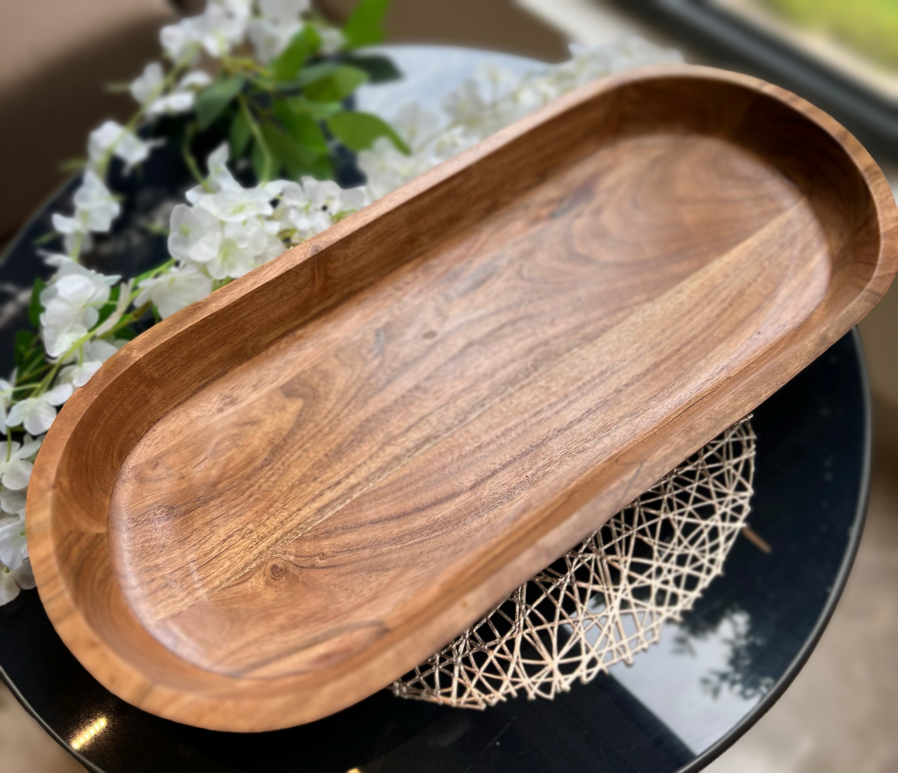 Natural Carved Wood Dough Bowl - Extra Large