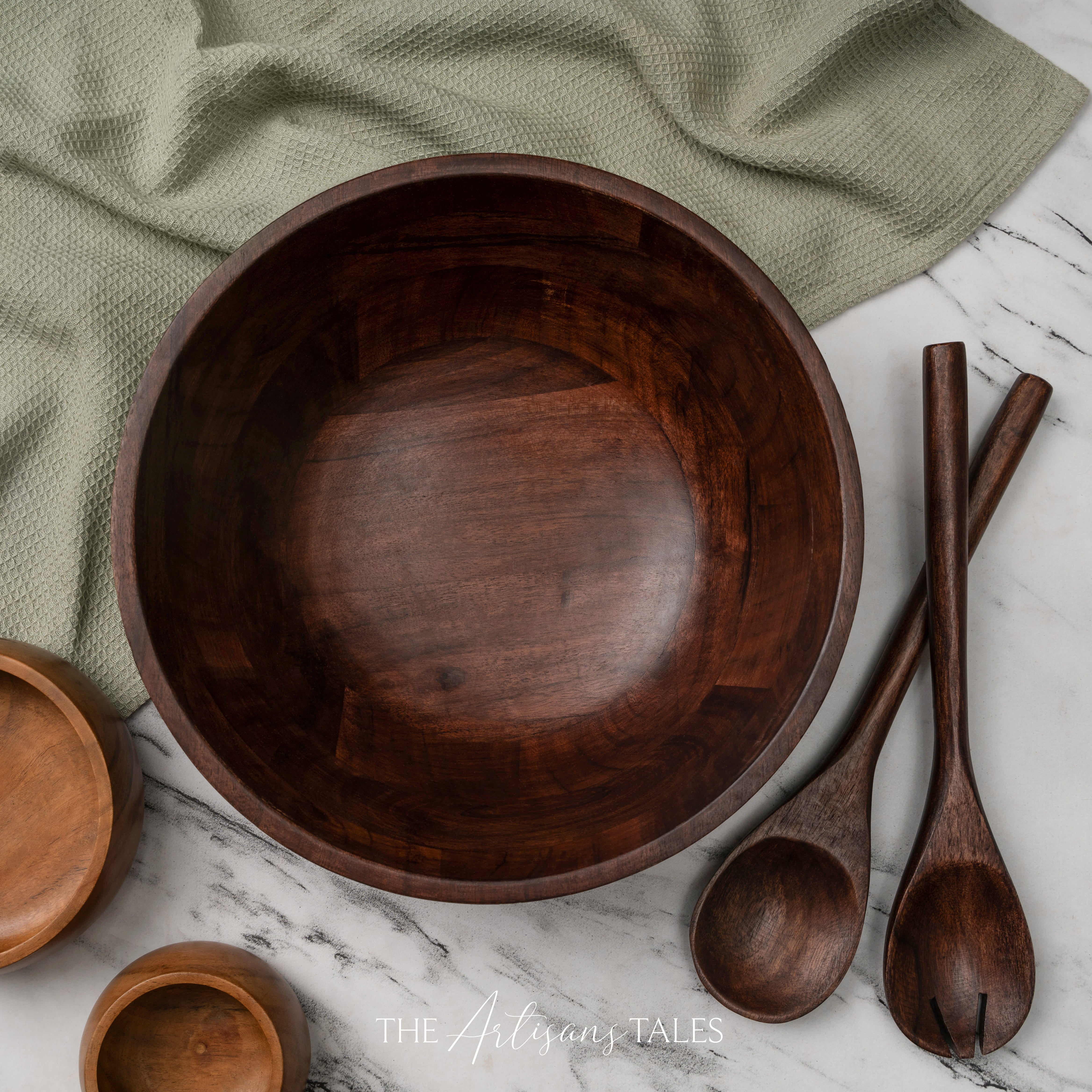 Dark wood salad bowl