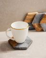 Black Marble & Wood Coaster (Set of 4) - Hexagon
