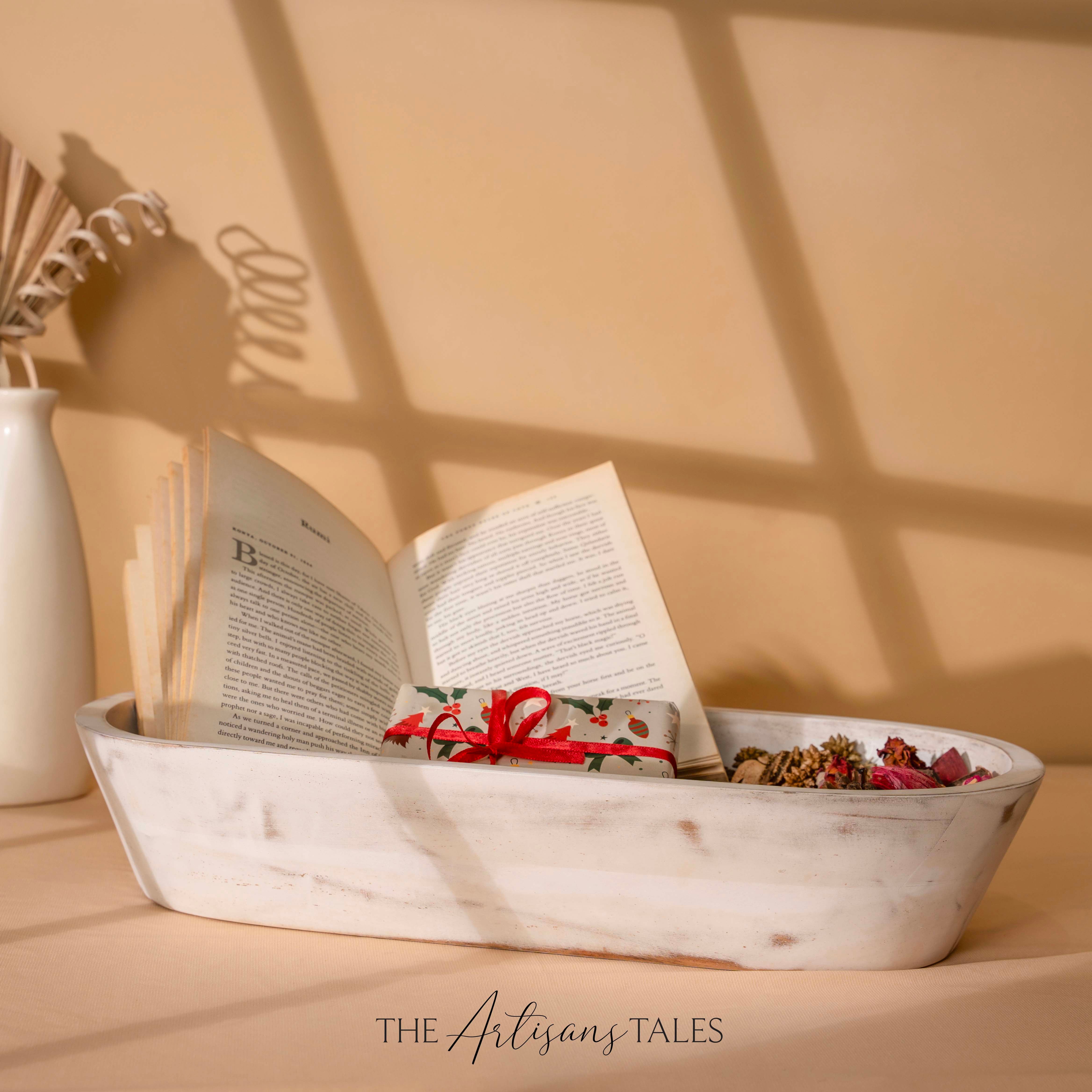 Handcrafted marble decor tray