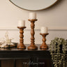Natural Rustic Wooden Candle Holders (Set of 3) - 6", 9", 12"