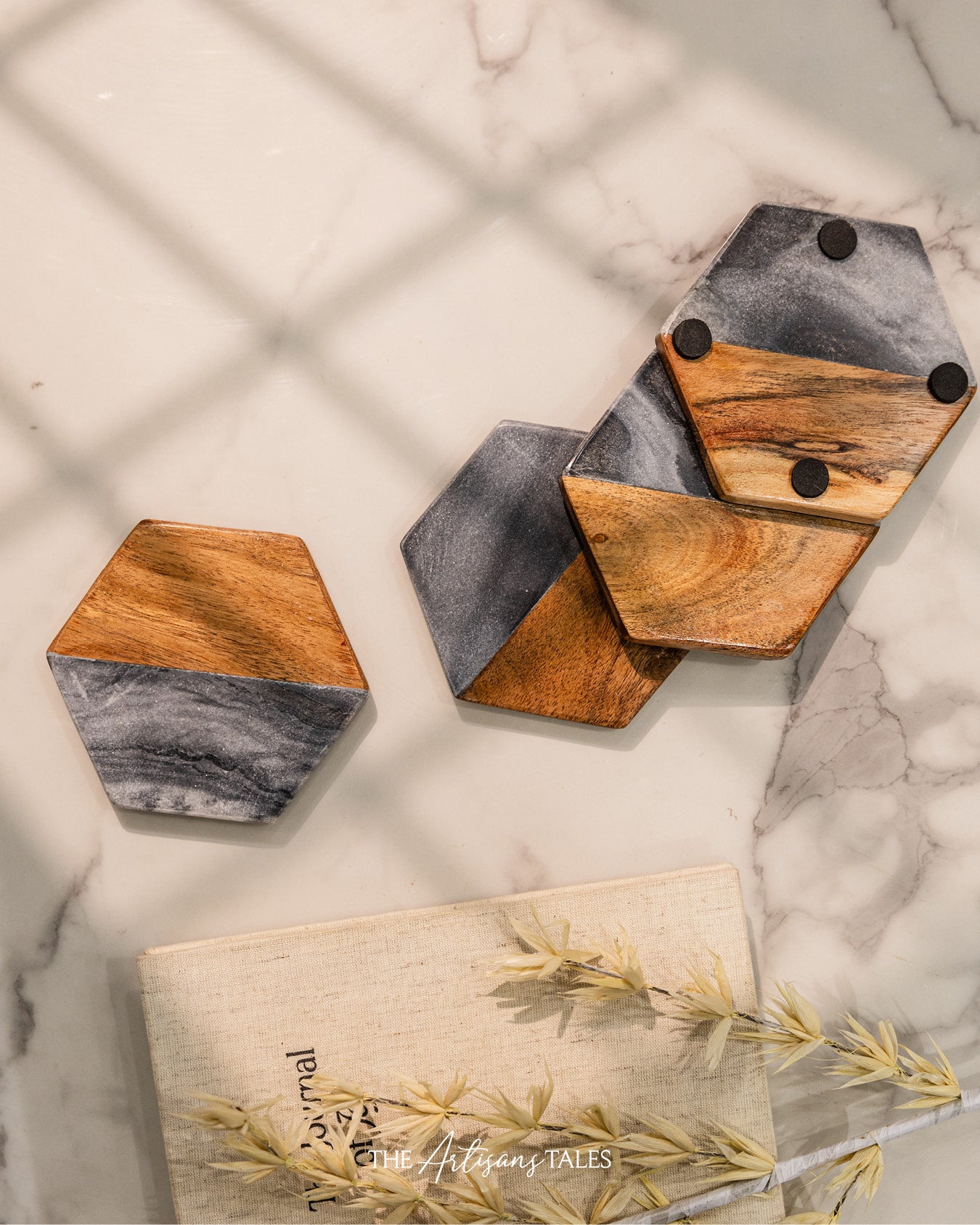 wood gray coasters