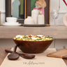 Dark Wood Salad Bowl with Serving Utensils