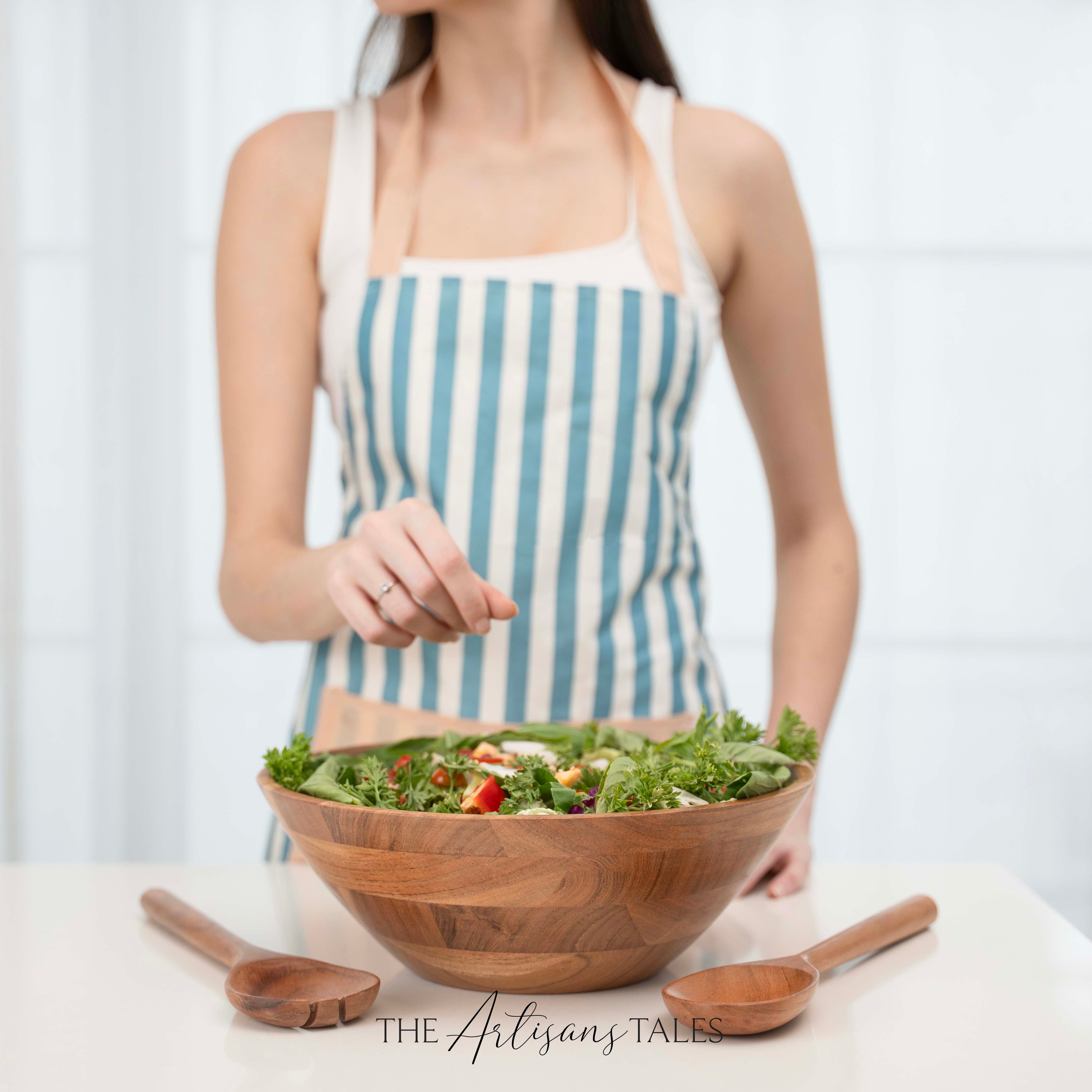 Modern wooden salad bowl