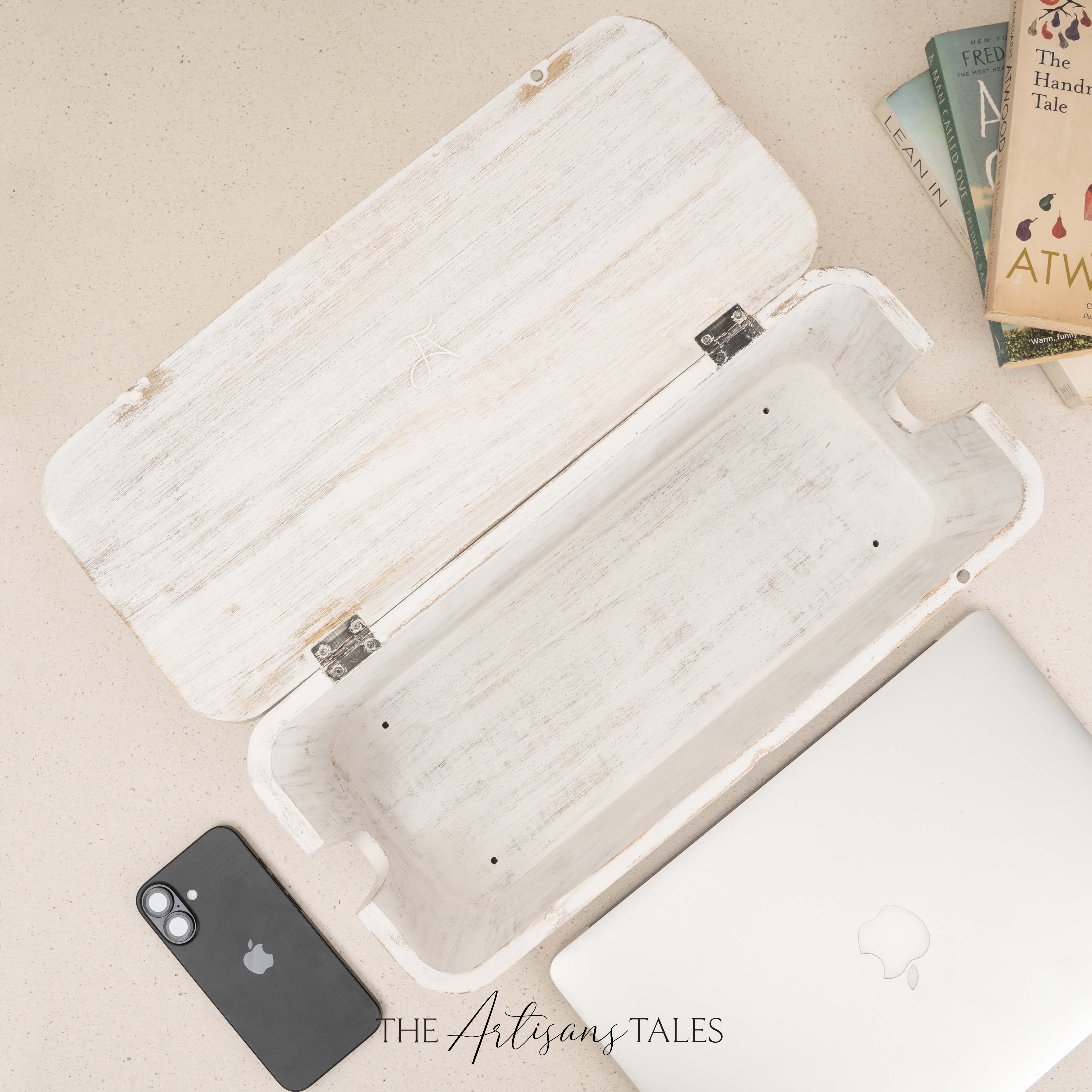 white wooden desk organizer