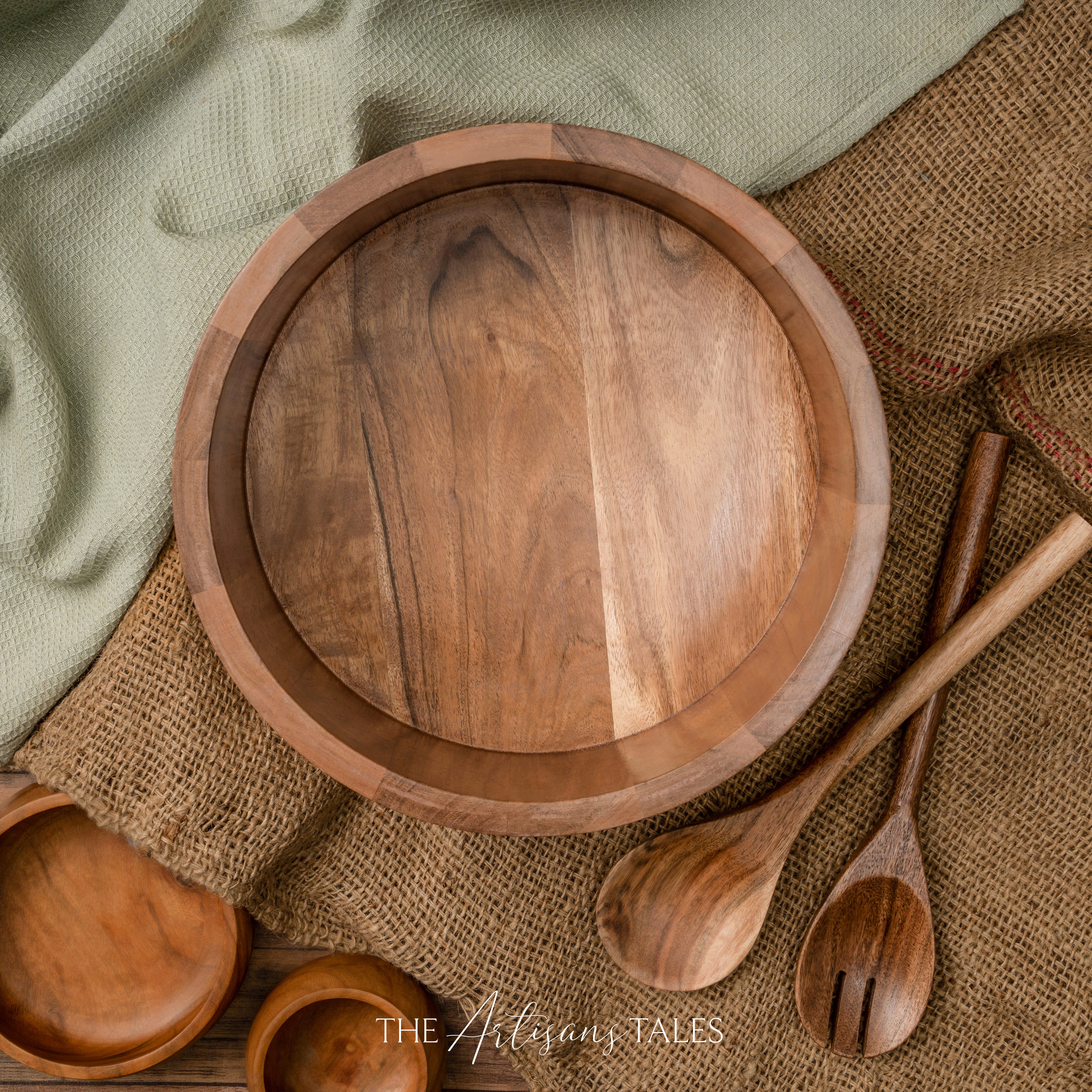 wooden bowl and spoon set
