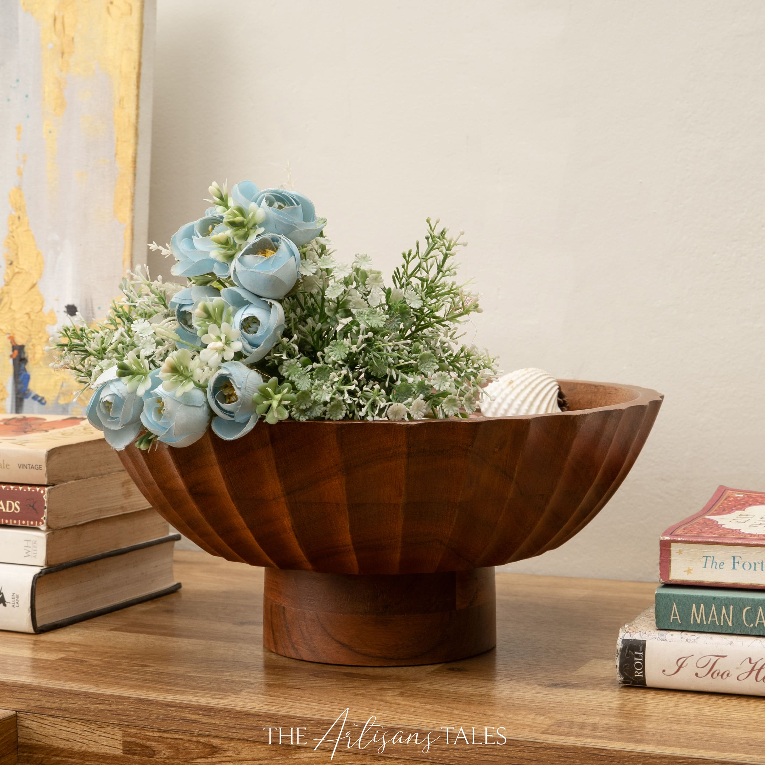 The Artisan's Tales Carved Side-Footed Acacia Bowl - Thumbnail 2