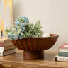Carved Side-Footed Natural Acacia Bowl