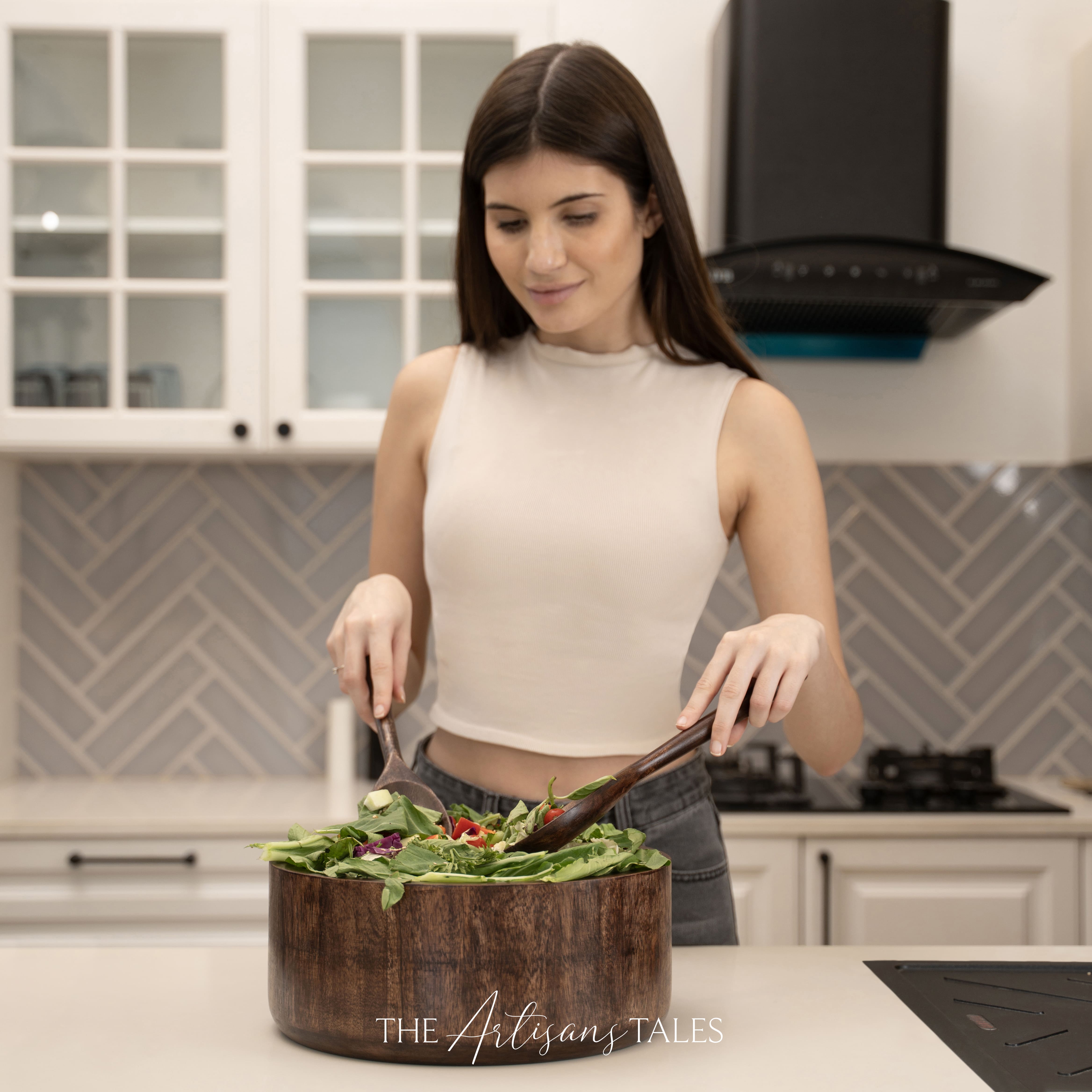 wooden salad bowl lifestyle
